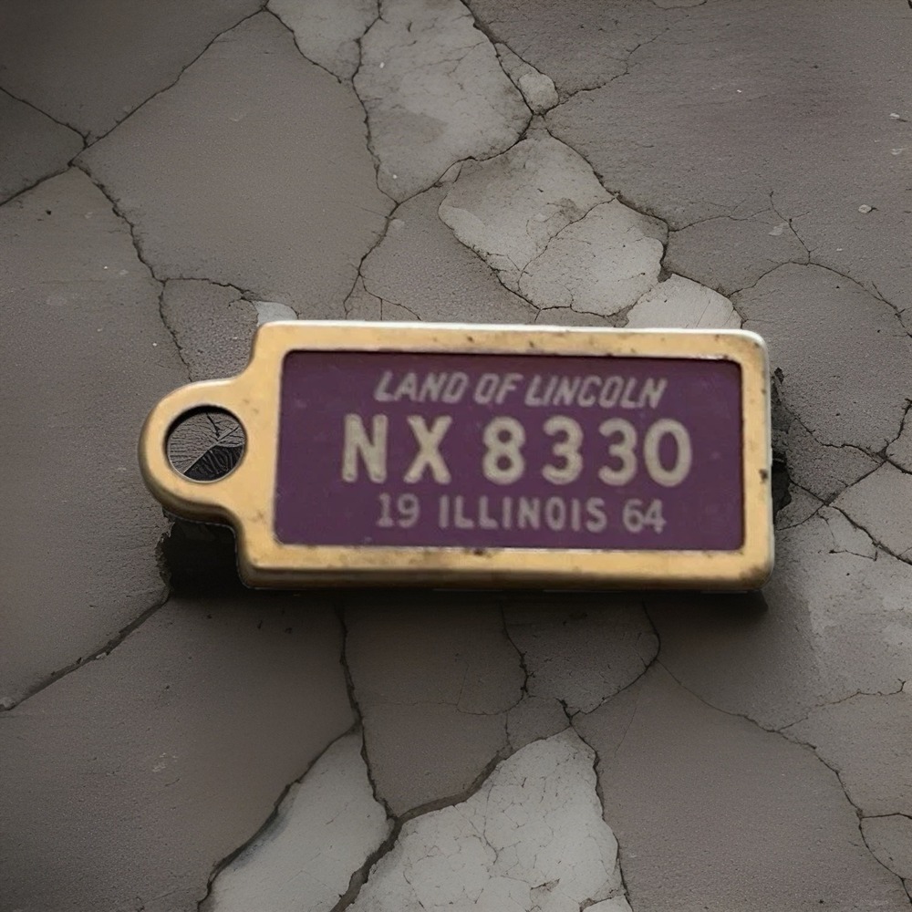 Vintage Illinois 1964‎ Keychain Mini License Plate Tag Disabled American Veteran
